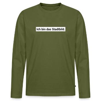 I am the cityscape. Design Gift - Men's Premium Organic Long Sleeve Shirt - khaki - Front - Nico (187cm)
