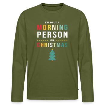 Morning grouch late riser Monday morning - Men's Premium Organic Long Sleeve Shirt - khaki - Front - Nico (187cm)