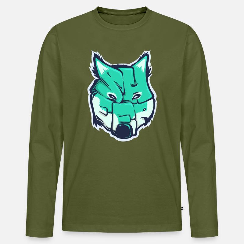 Wolf-Schaf, ein gezogenes Wort - Männer Premium Bio Langarmshirt - Khaki