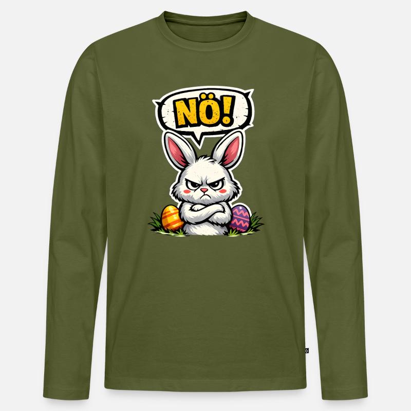 NÖ Hase Comic Ostern Geschenk - Männer Premium Bio Langarmshirt - Khaki