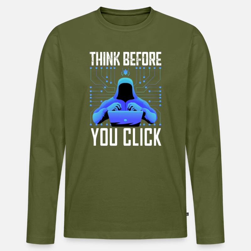 Hacker Hacker Programmeur Cybersécurité Linux - T-shirt manches longues Premium bio Homme - kaki
