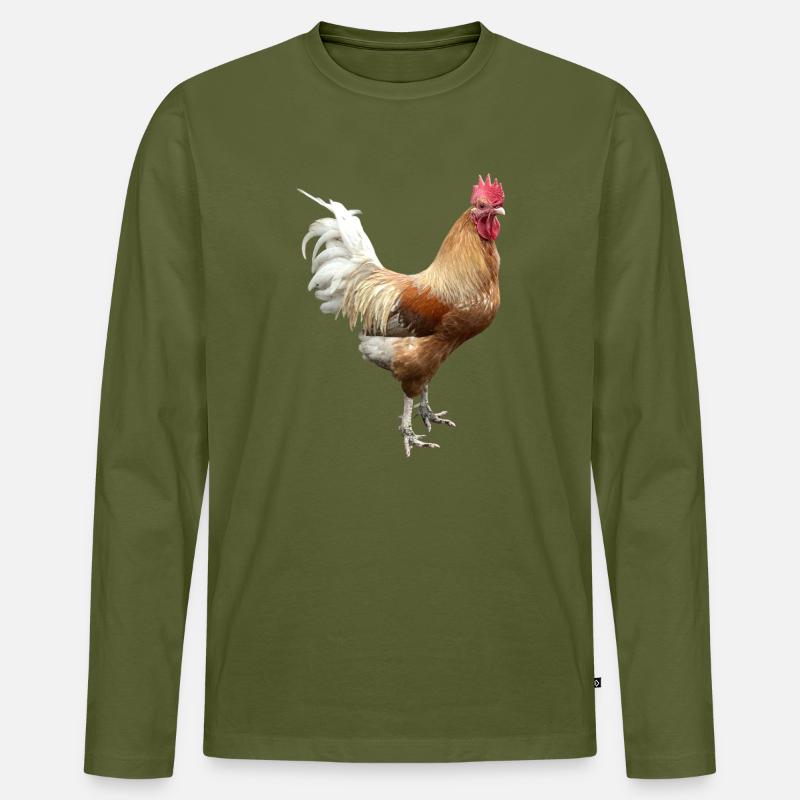Hahn - Männer Premium Bio Langarmshirt - Khaki