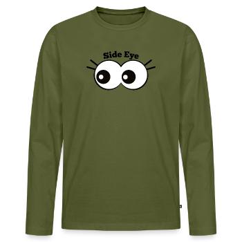 Side Eye Cartoon Augenwitz - Männer Premium Bio Langarmshirt - Khaki - Vorne - Nico (187cm)