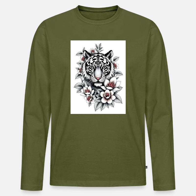 The Tiger never sleeps - Männer Premium Bio Langarmshirt - Khaki