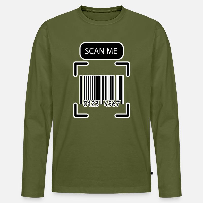 SCAN ME Barcode Lustiges Design - Männer Premium Bio Langarmshirt - Khaki