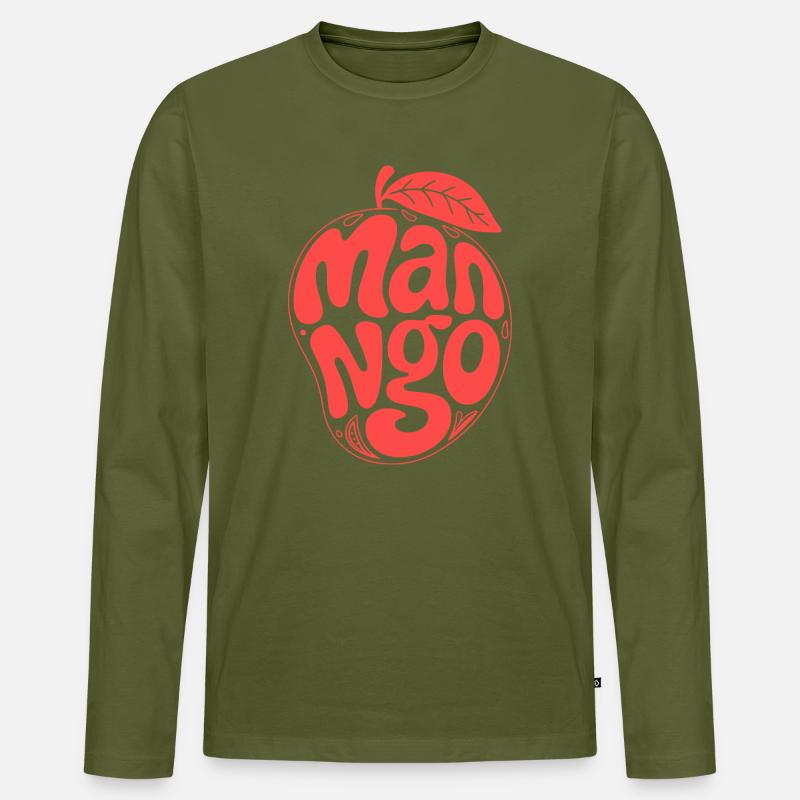 Groovy Mango Fruit Typografie - Männer Premium Bio Langarmshirt - Khaki