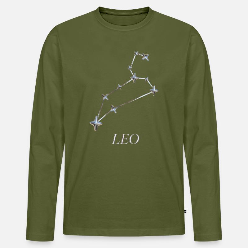 Leo Sternbild – Silberne Astro-Konstellation - Männer Premium Bio Langarmshirt - Khaki