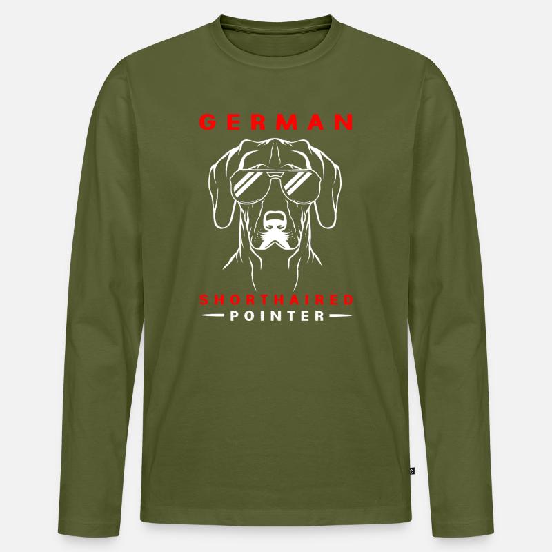 Deutsch Kurzhaar Hund German Pointer - Männer Premium Bio Langarmshirt - Khaki