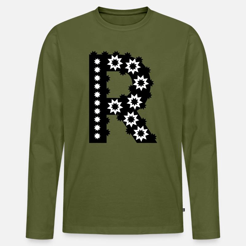 Buchstabe R - Männer Premium Bio Langarmshirt - Khaki