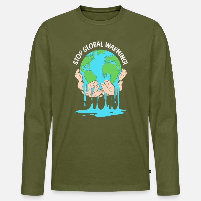Klimawandel Umwelt Umweltschutz - Männer Premium Bio Langarmshirt - Khaki