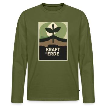 Kraft der Erde Natur 1930s  - Männer Premium Bio Langarmshirt - Khaki - Vorne - Nico (187cm)