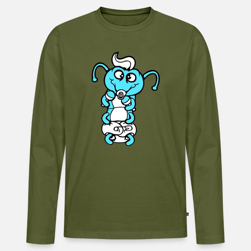 Raupe Baby Rassel Windel Schnuller Kind geboren - Männer Premium Bio Langarmshirt - Khaki