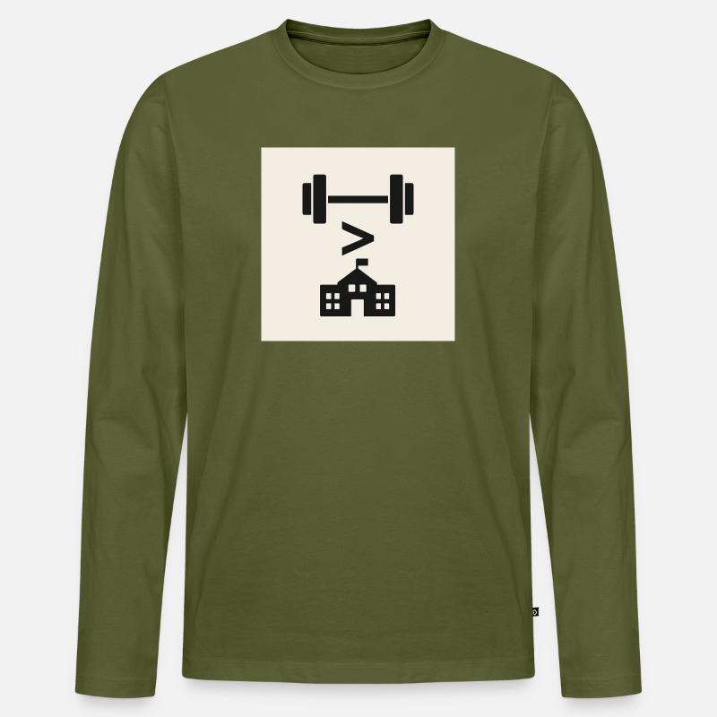 STÄRKE ÜBER SCHULEMBLEM - Männer Premium Bio Langarmshirt - Khaki
