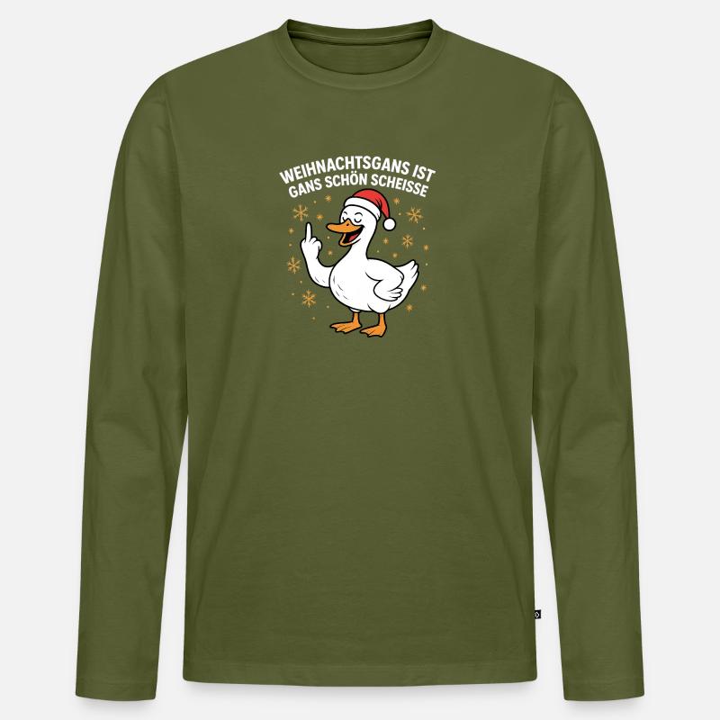 Weihnachtsgans ist Gans schön scheisse - Männer Premium Bio Langarmshirt - Khaki
