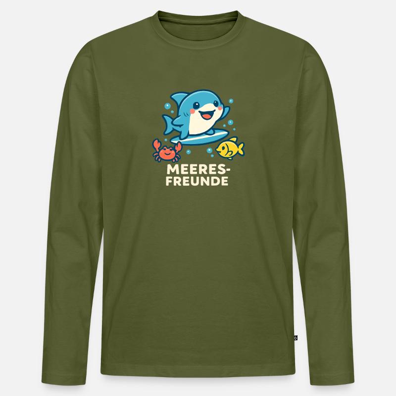 Meeresfreunde Surferfreunde - Männer Premium Bio Langarmshirt - Khaki