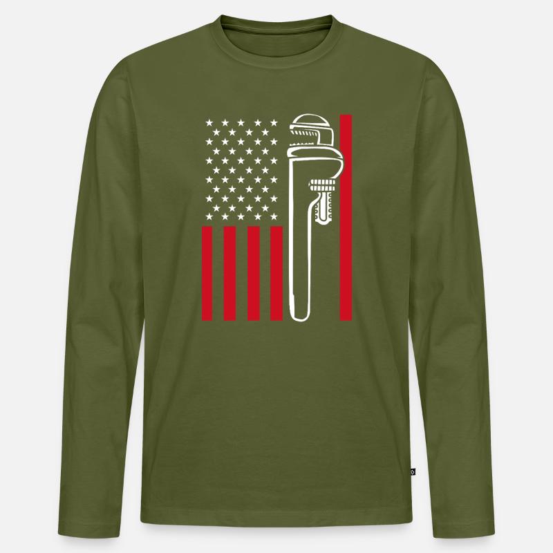Installateur Klempner - Männer Premium Bio Langarmshirt - Khaki