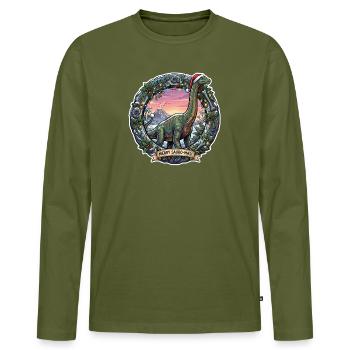 Brachiosaurus Christmas - T-shirt manches longues Premium bio Homme - kaki - Devant - Nico (187cm)
