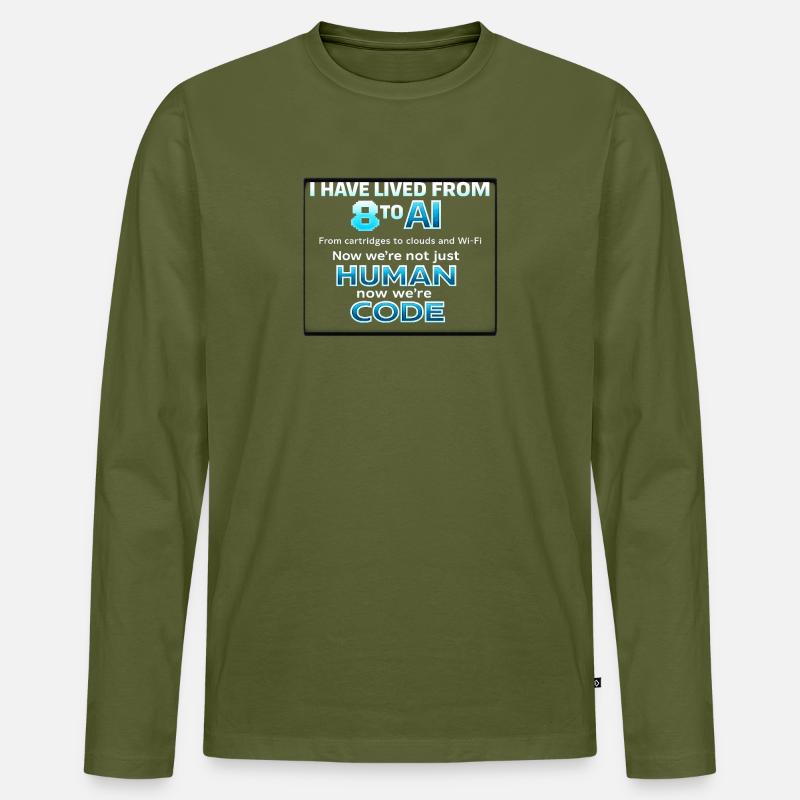 Vom Menschen zum Code - Männer Premium Bio Langarmshirt - Khaki