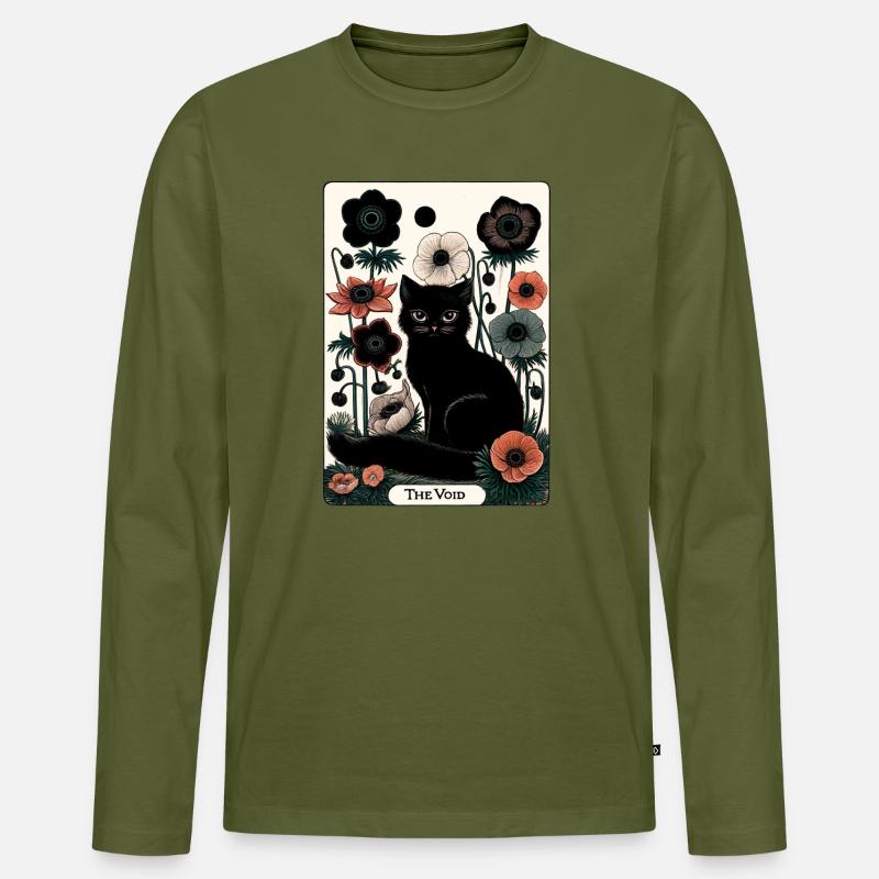 Void Katze in Blüte Tarot - Männer Premium Bio Langarmshirt - Khaki