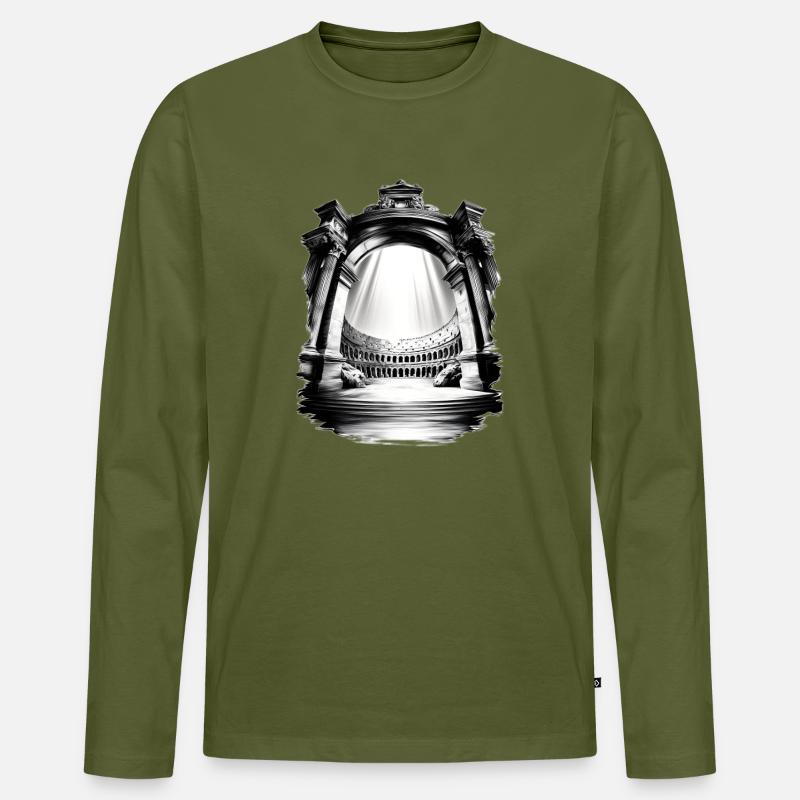 Colosseo e archi luminosi - Maglia a manica lunga ecologica premium da uomo - kaki