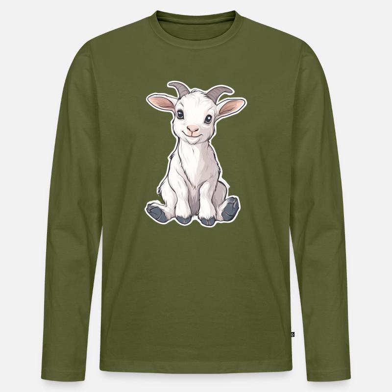 Ziege - Männer Premium Bio Langarmshirt - Khaki