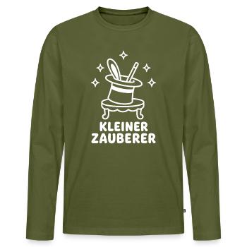 Kleiner Zauberer – Magie Zaubertrick Kinder Vektor - Männer Premium Bio Langarmshirt - Khaki - Vorne - Nico (187cm)