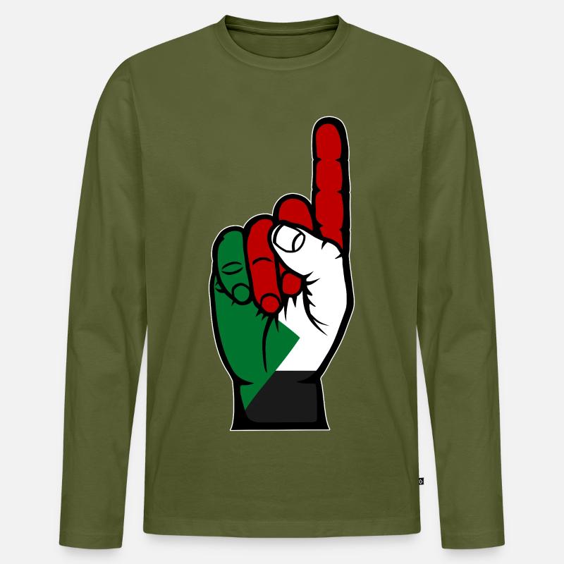 Sudan Flagge Nummer 1 - Männer Premium Bio Langarmshirt - Khaki