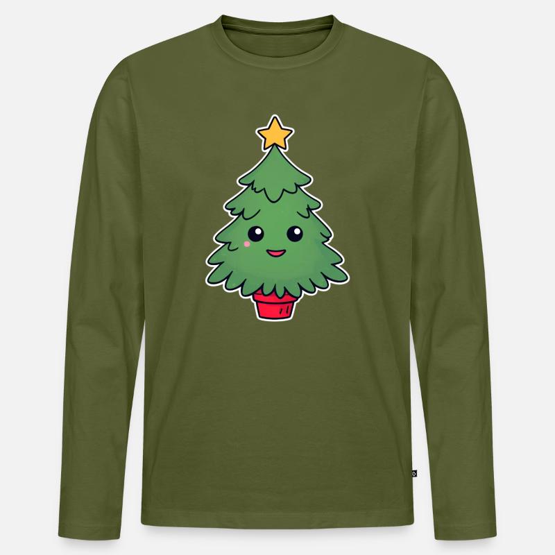 Kuscheliger Weihnachtsbaum mit Stern - Männer Premium Bio Langarmshirt - Khaki