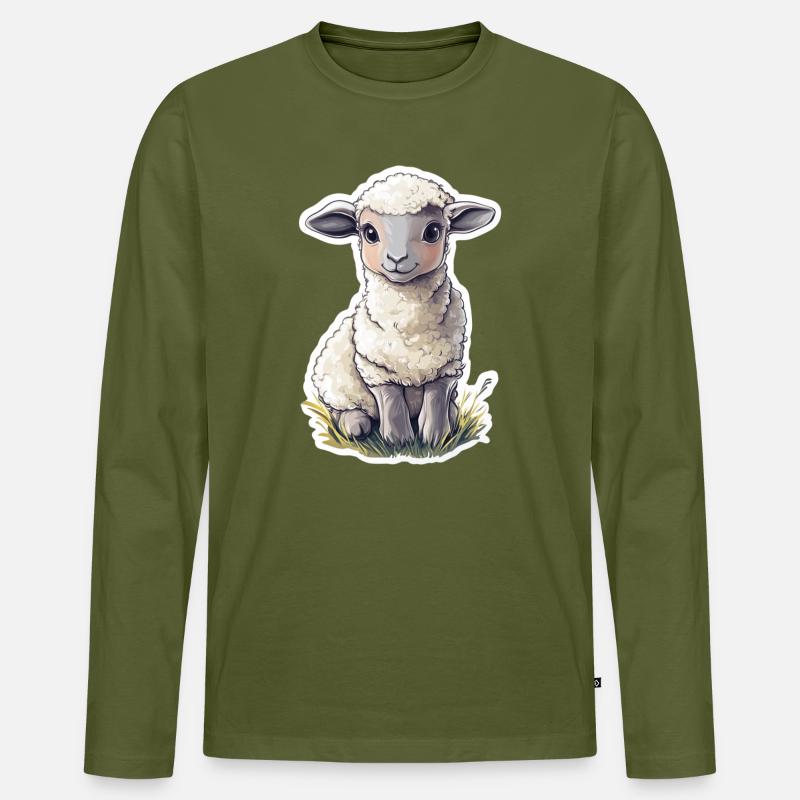 Schaf - Männer Premium Bio Langarmshirt - Khaki
