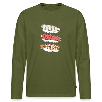 Sushi - Männer Premium Bio Langarmshirt - Khaki - Vorne - Nico (187cm)