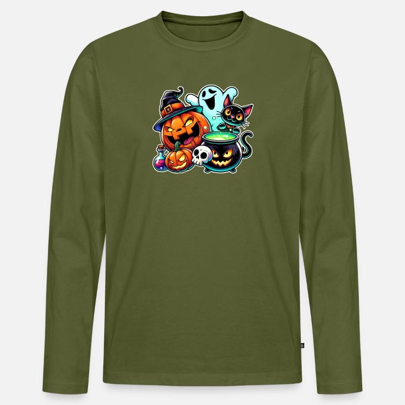 Happy Halloween - Männer Premium Bio Langarmshirt - Khaki