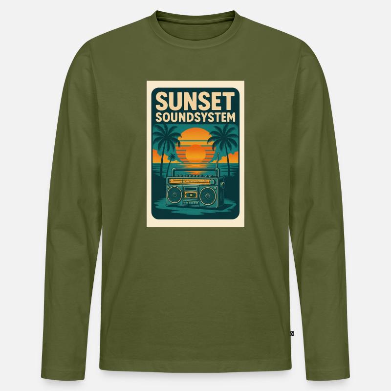 Sunset Soundsystem - Männer Premium Bio Langarmshirt - Khaki
