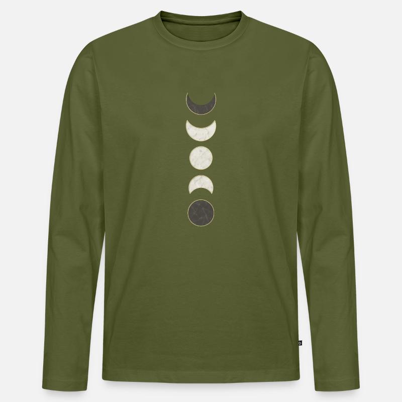 Mondphasen Marmor Muster - Männer Premium Bio Langarmshirt - Khaki