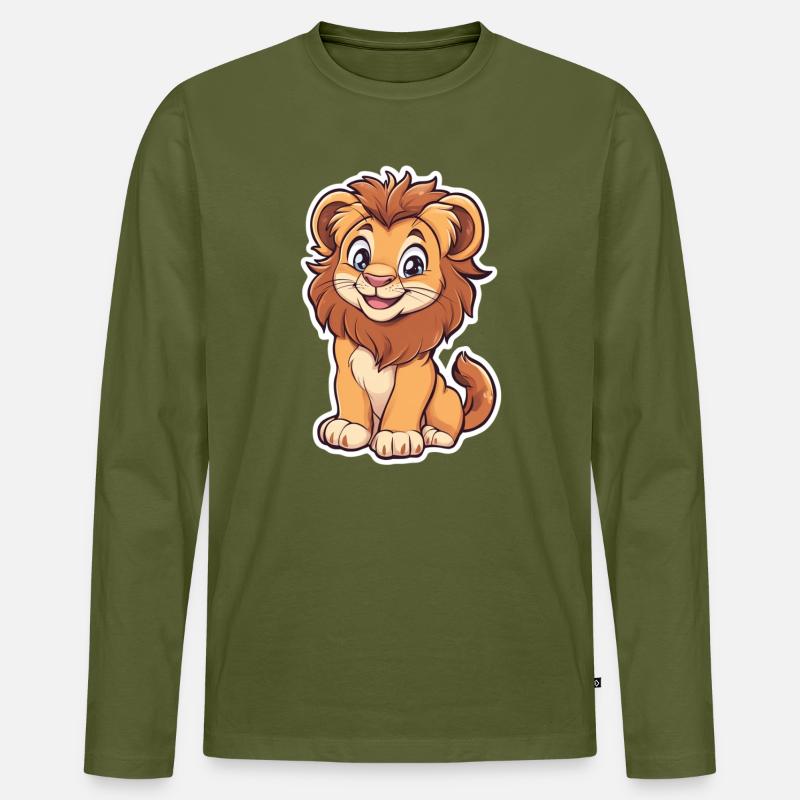 Löwe - Männer Premium Bio Langarmshirt - Khaki