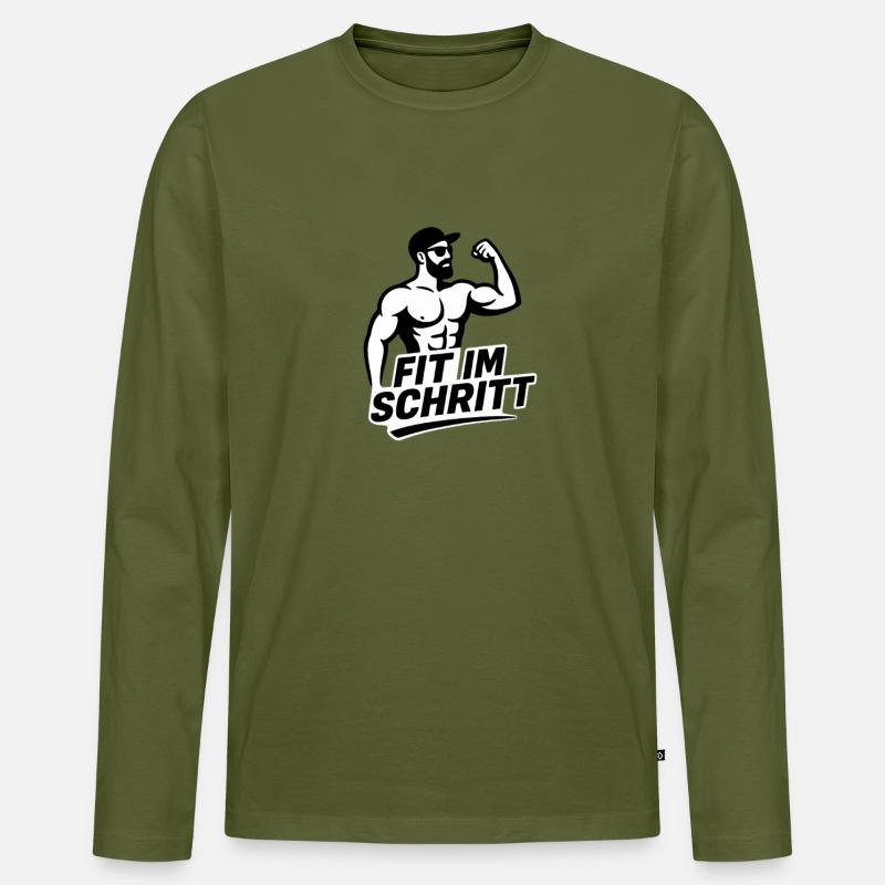 Fueled by Protein and Rage  - Männer Premium Bio Langarmshirt - Khaki