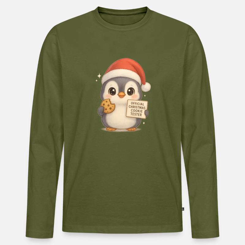 Pinguin Lebkuchen - Männer Premium Bio Langarmshirt - Khaki