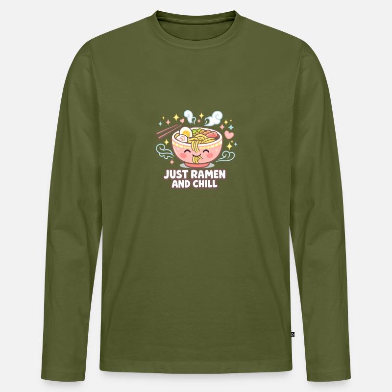 Ramen and Chill - Männer Premium Bio Langarmshirt - Khaki