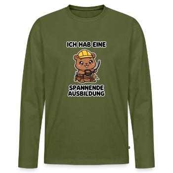 Ich hab eine spannende Ausbildung - Elektrik Biber - Männer Premium Bio Langarmshirt - Khaki - Vorne - Nico (187cm)