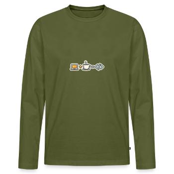 Developer Café Code Minimalist Design - Men's Premium Organic Long Sleeve Shirt - khaki - Front - Nico (187cm)