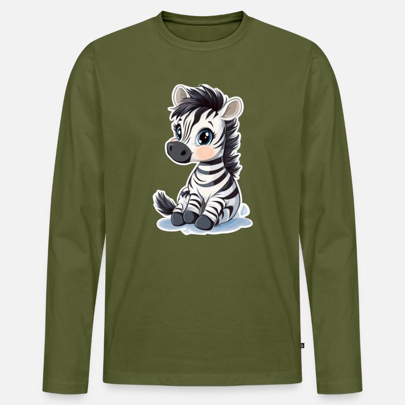 Zebra - Männer Premium Bio Langarmshirt - Khaki
