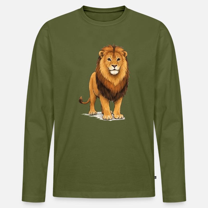 Löwe Tier - Männer Premium Bio Langarmshirt - Khaki