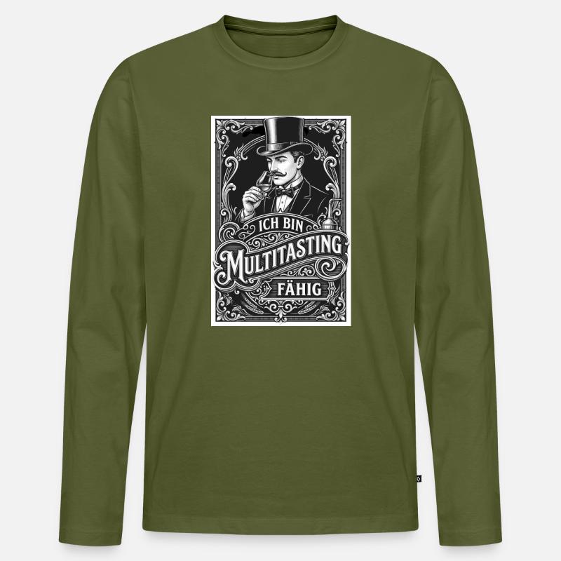 Whisky Ich bin Multitastingfähig - Männer Premium Bio Langarmshirt - Khaki