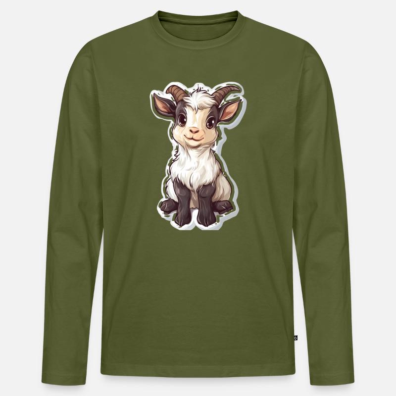 Ziege - Männer Premium Bio Langarmshirt - Khaki