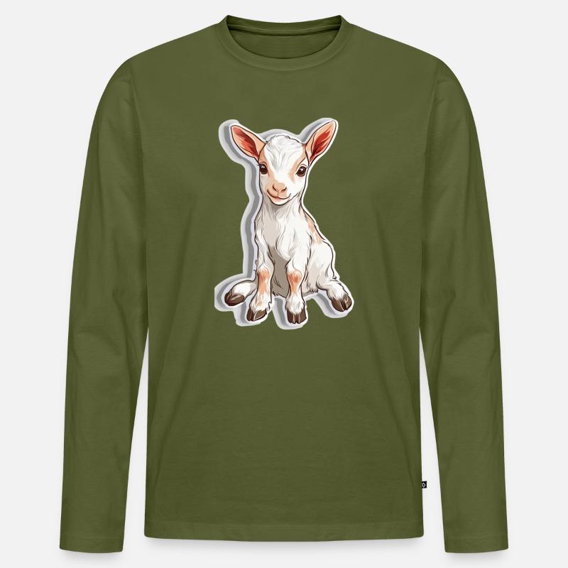 Ziege - Männer Premium Bio Langarmshirt - Khaki