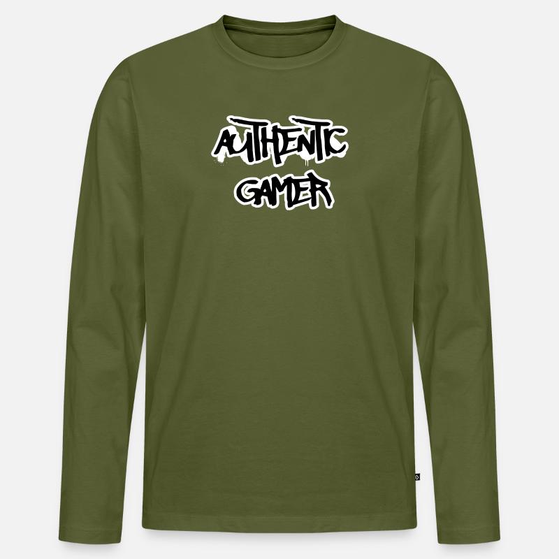 Authentische Gamer-Sammlung | Echte Gamer-Kleidung - Männer Premium Bio Langarmshirt - Khaki