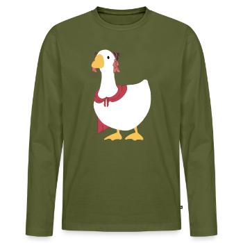 Wo sich Winde treffen – Chinesische Gans – Rubin - Männer Premium Bio Langarmshirt - Khaki - Vorne - Nico (187cm)
