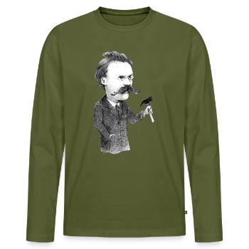 Nietzsche - T-shirt manches longues Premium bio Homme - kaki - Devant - Nico (187cm)