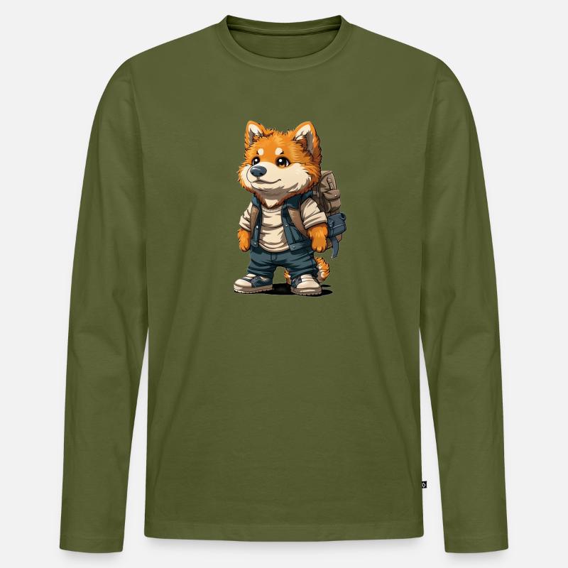 Fuchs design - Männer Premium Bio Langarmshirt - Khaki