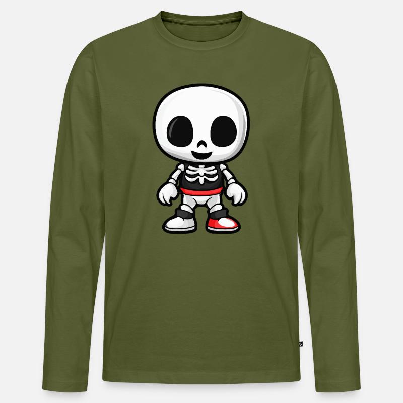 Skelett Comic Halloween - Männer Premium Bio Langarmshirt - Khaki