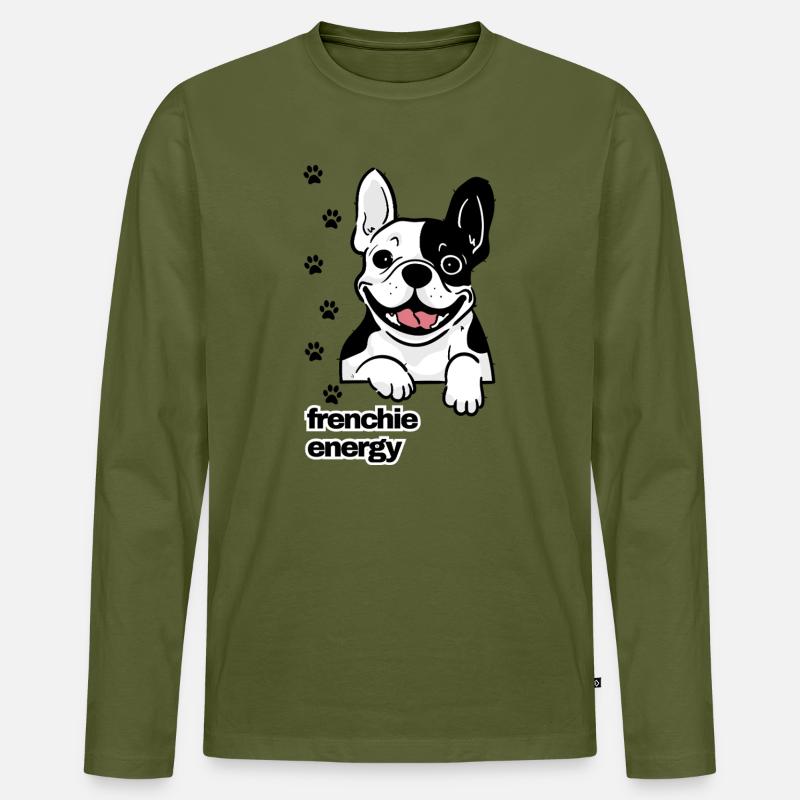 Frenchie Energy - Männer Premium Bio Langarmshirt - Khaki